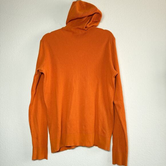Vince Orange Waffle Knit Hoodie Sweater L Cotton - Picture 6 of 8